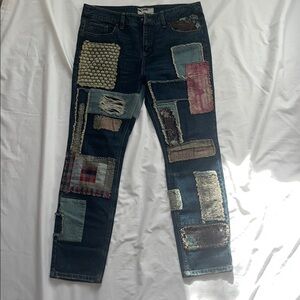 Free People Patchwork Denim Jeans